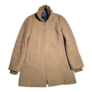 J. Crew Camel Tan Italian Stadium Cloth Wool Blend Full Zip Lodge Coat Sz 2